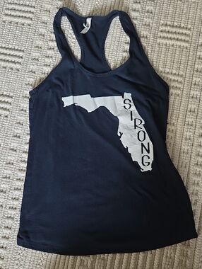 Navy Blue Tank Top with White 'Florida Strong' Graphic